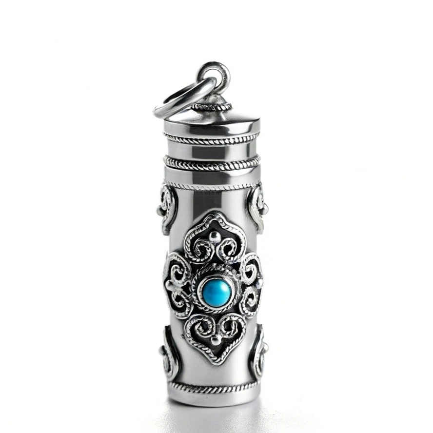 Ethnische Relief-Vajra-Stößel-Halskette für Herren – Schmuck mit Segens-Gau und buddhistischer Schrift – Anhänger für Männer – Choker-Accessoires – Detail 9