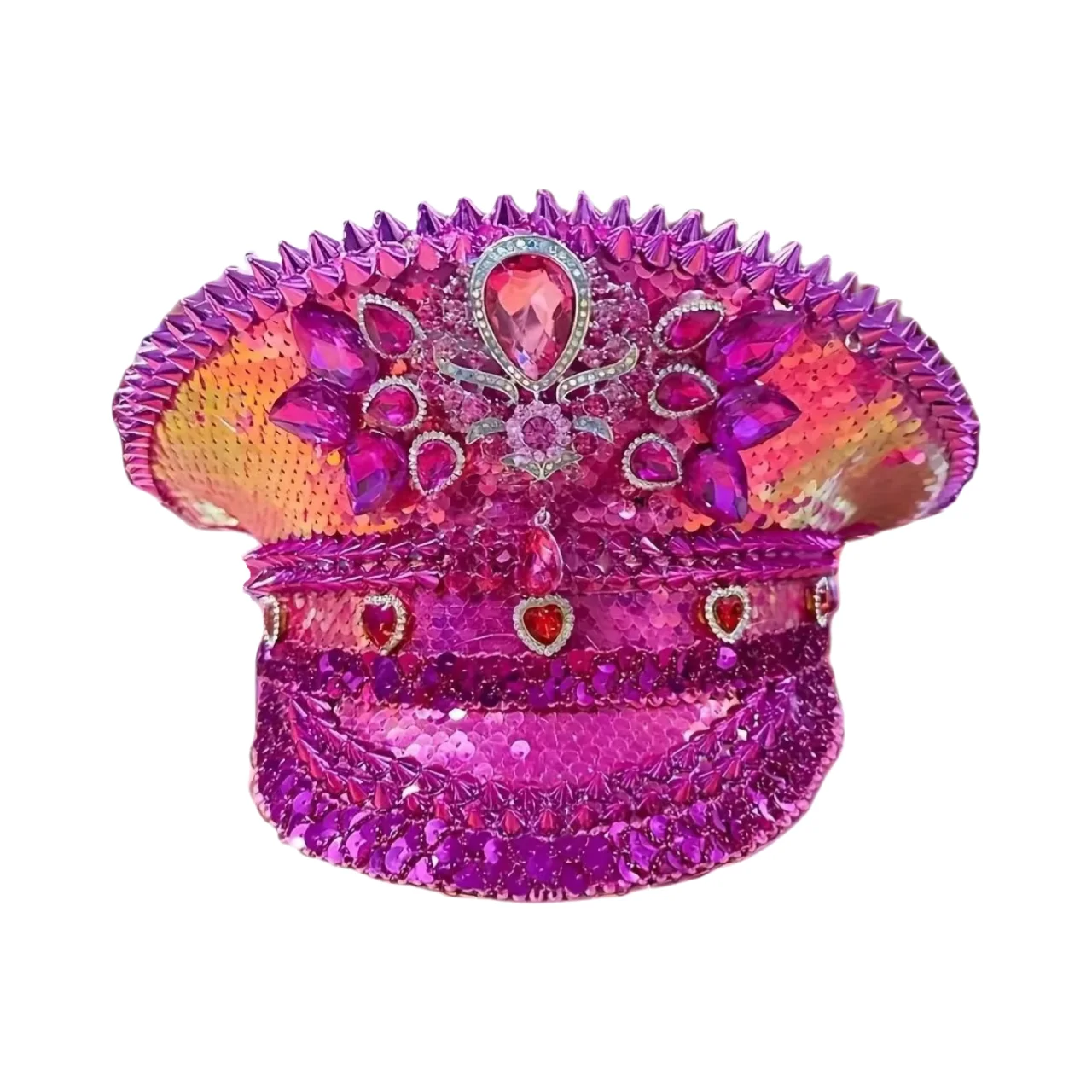 Hongluan emblema capitão chapéus strass para homem ardente festival mulher, traje de halloween chapéu adulto, cosplay acessórios femininos