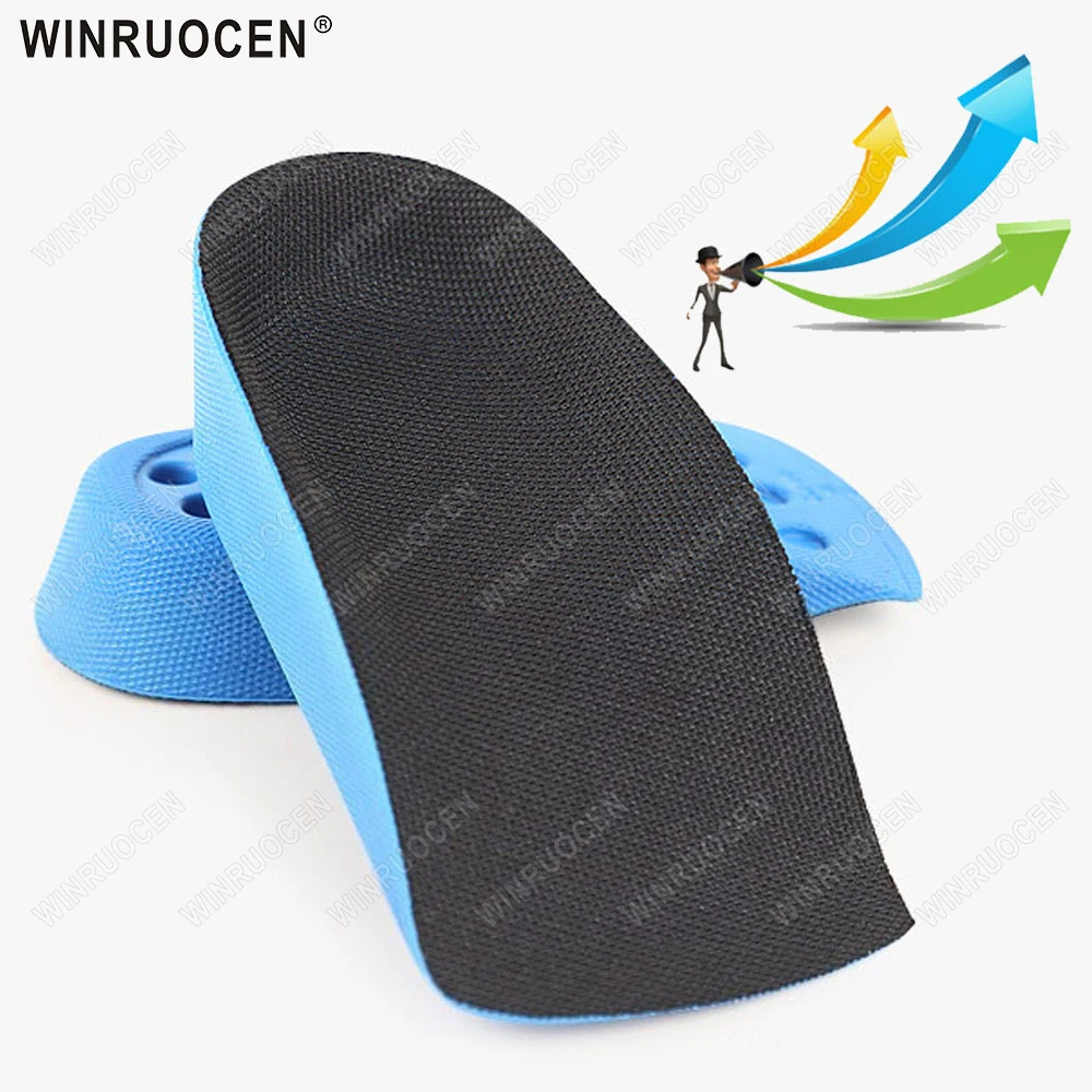 للجنسين بو الارتفاع زيادة النعال رفع امتصاص الصدمات المضادة للانزلاق كعب وسادة مريحة نصف منصات الأحذية أطول إدراج الحذاء