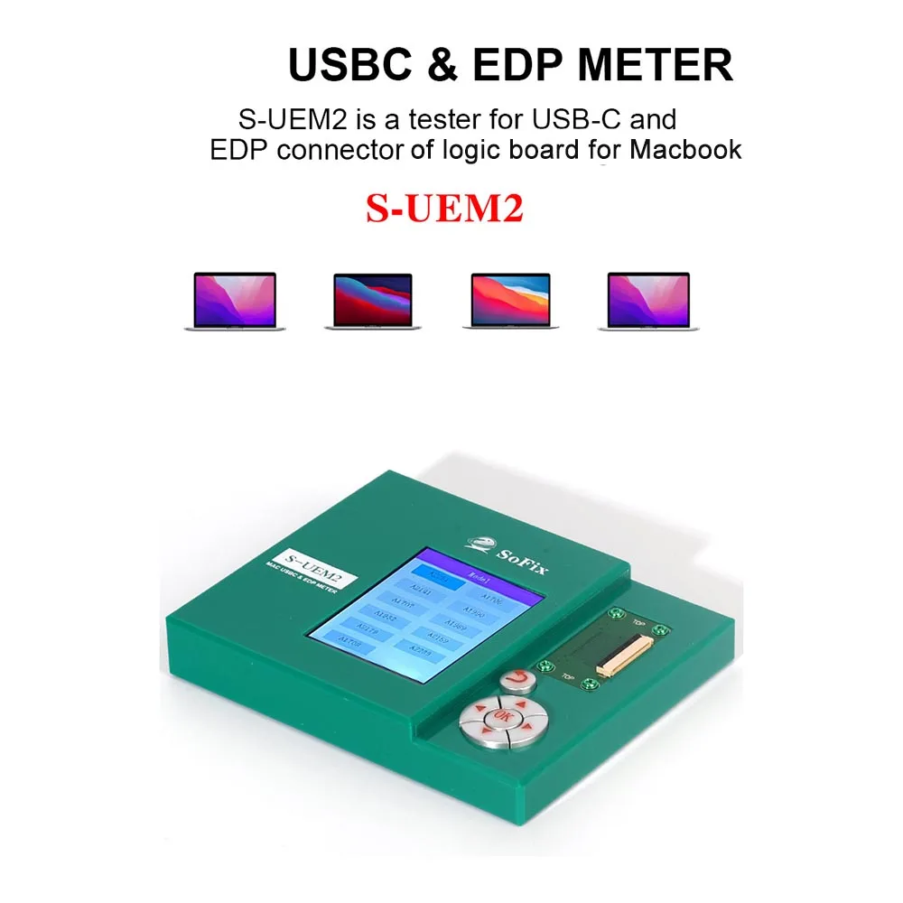 S-UEM2 pour Mac USBC & EDP Meter Detector pour MacPleLogic Board Motherboard Screen EDP Connector Test Box Repair Tool