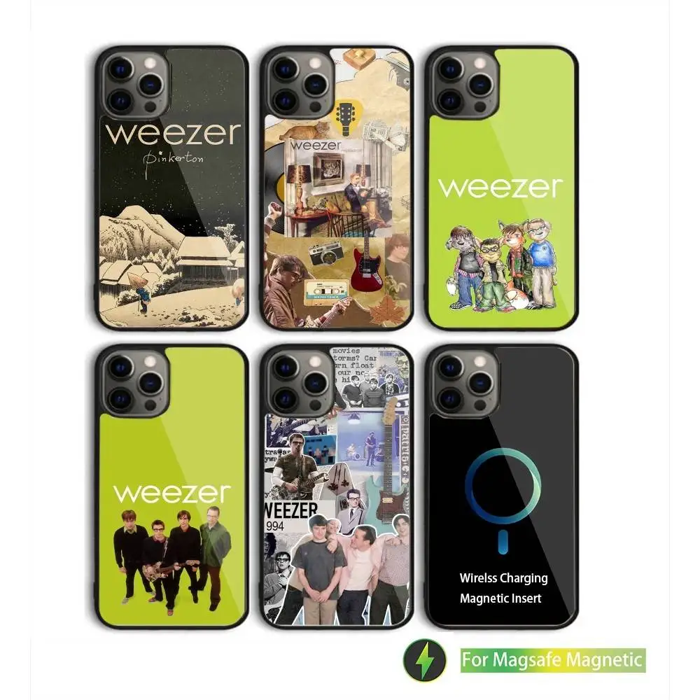 

W-Weezer Band Phone Case For iPhone 16,15,14,13,12,11,Pro,Max,Plus,Mini,SE New Magsafe Magnetic Wireless Charging