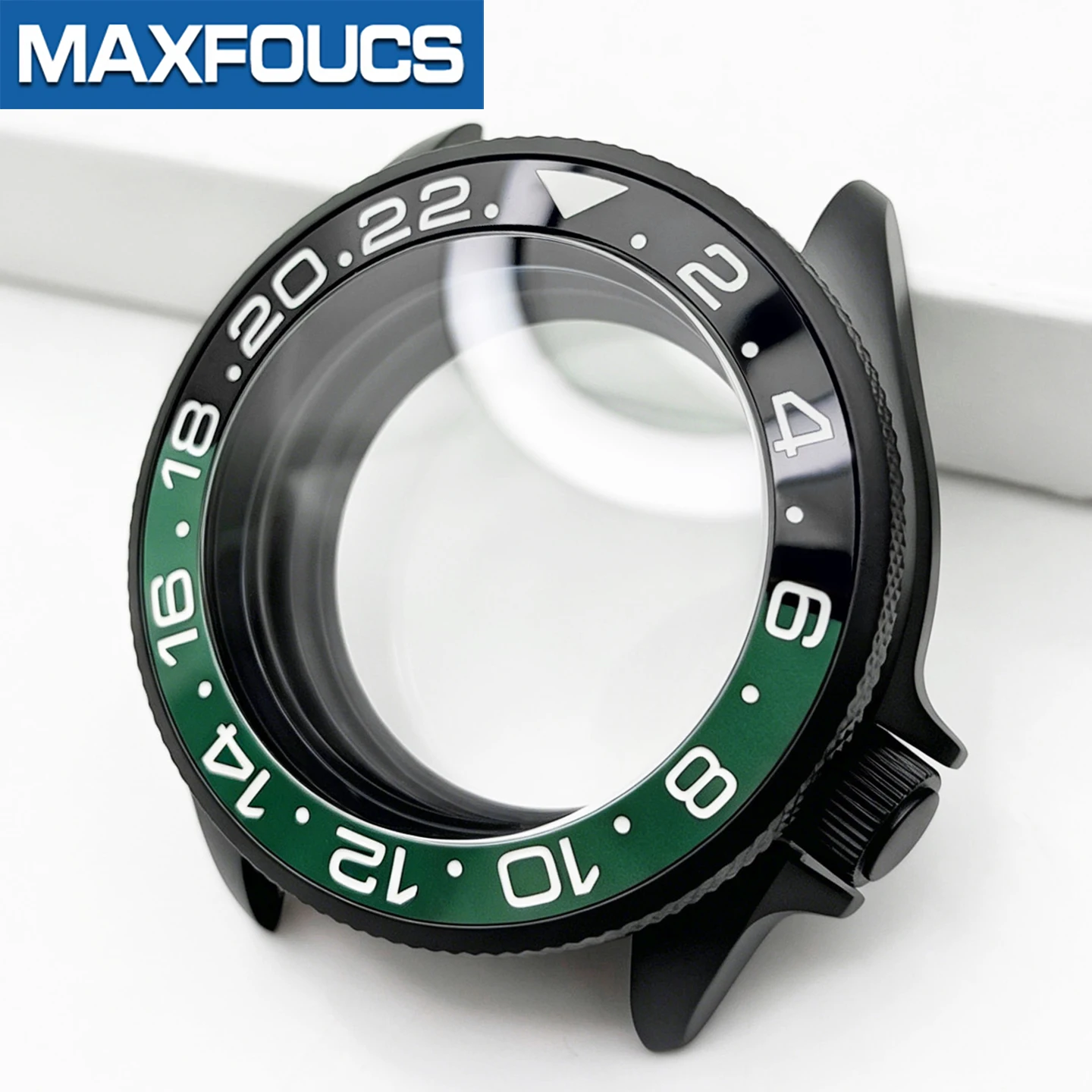 Gerändeltes, mattschwarzes Uhrengehäuse für SKX SKX007 NH35 NH36 4R36 NH34 4-Uhr-Position MOD Stahl Uhrengehäuse Teile Saphirkronen Custom – Detail 13