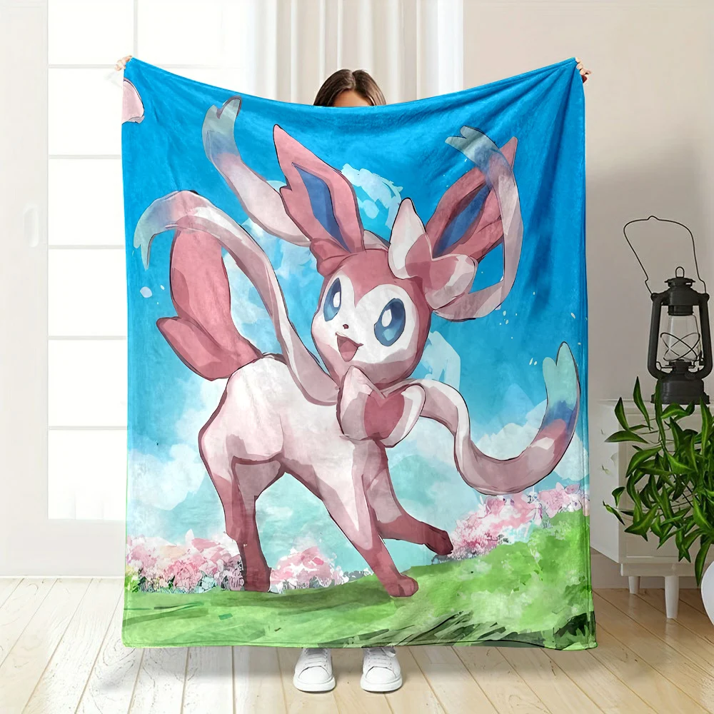 Pokemon Cute Sylveon Pink Eevee Blanket Warm Soft Fluffy Kids and Adult Sofa Bed Throw Blanket Outdoor Travel Camping Sheet