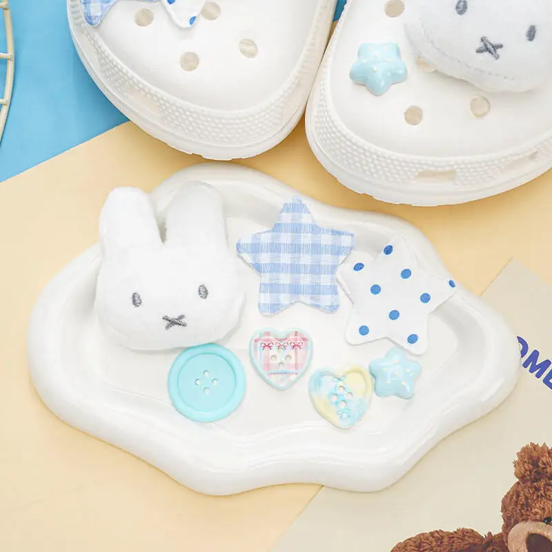 

Cave Shoe Accessories Kawaii Cartoon Cute Plush Miffy Rabbit Star Shoe Flower Decorative Buckle Diy suitable for Crocs shoe