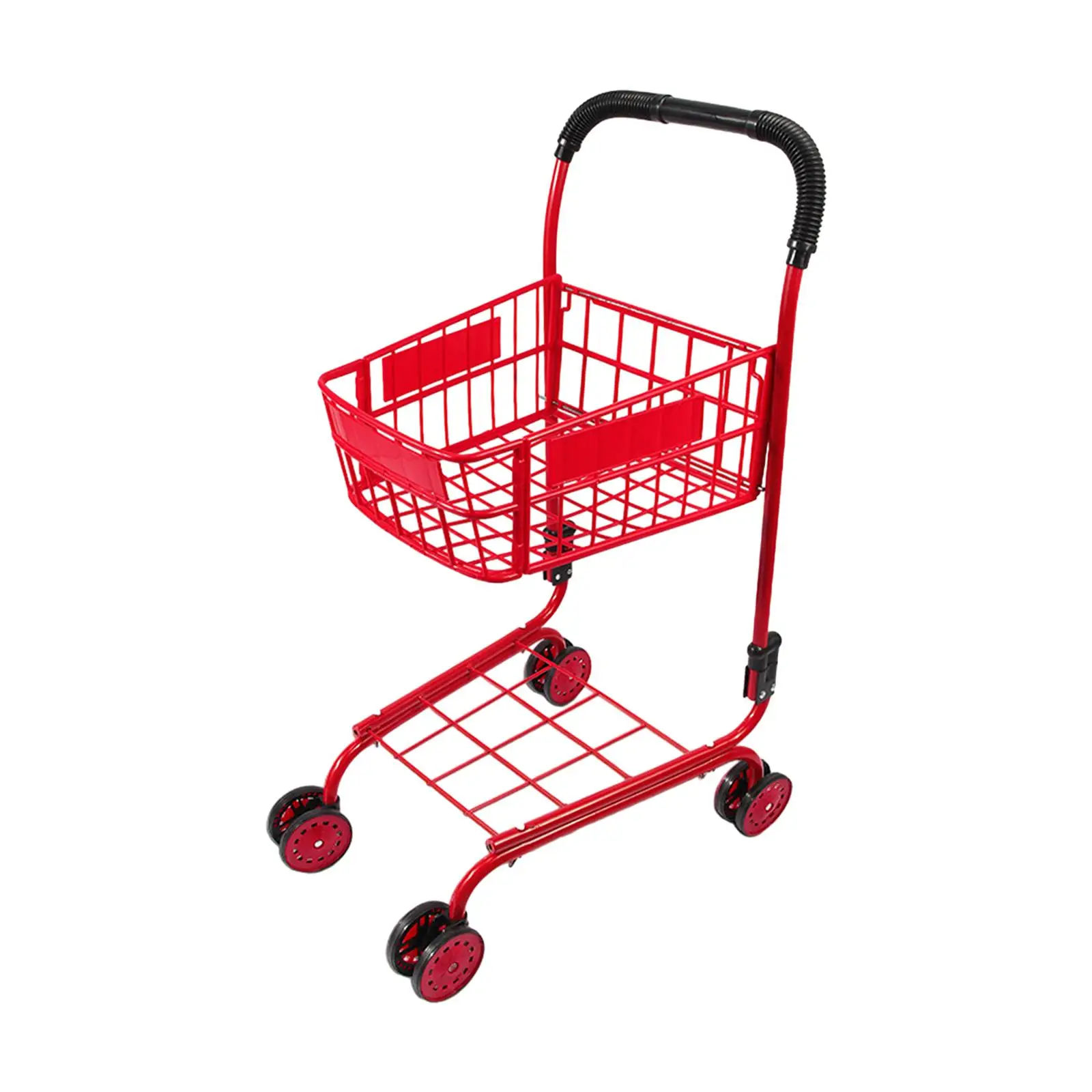 Mini Shopping Cart Stainless Steel Storage Basket Toy Organizer Display for Children’s Toys Organizer for Desk