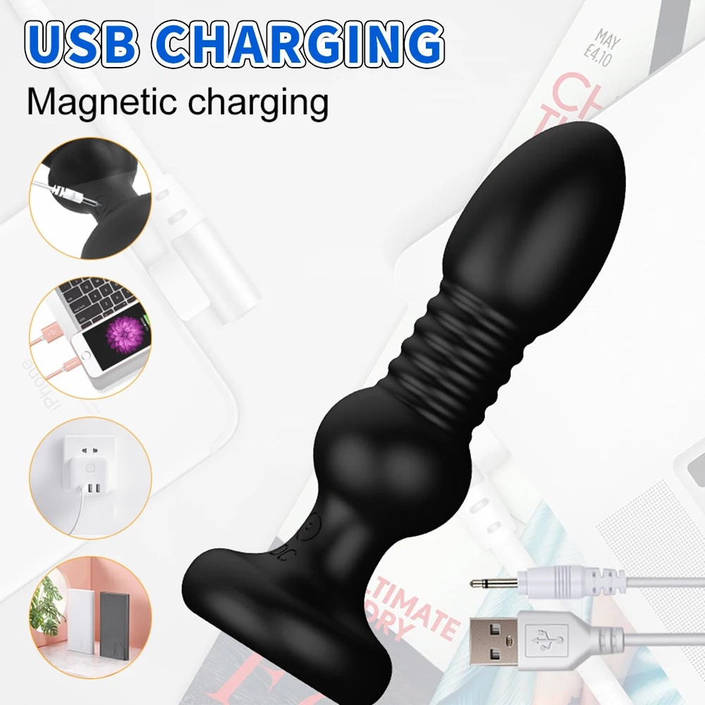 Anal Plug Telescopic Vibrator for Women Men Prostate Massager Silicone Butt Plug Remote Control Anal Vibrator Sex Toy for Couple