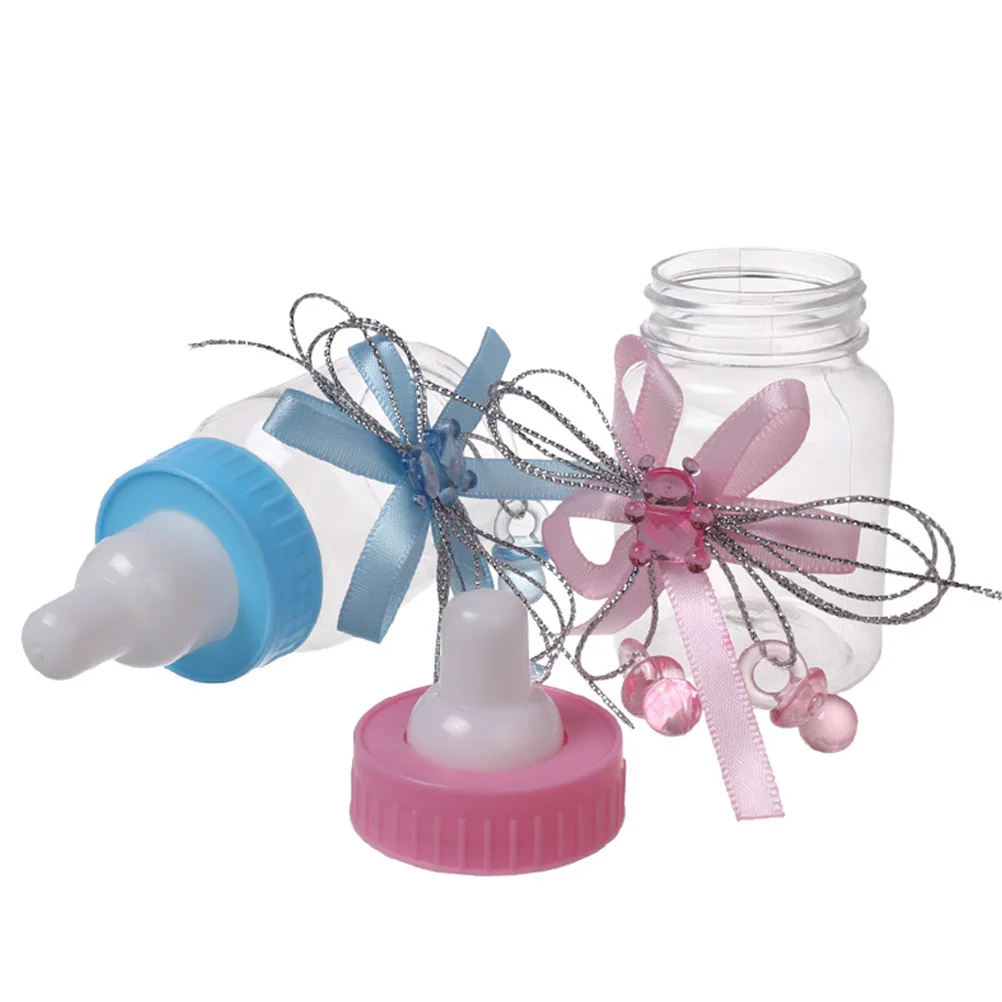 

12Pcs Nursing Bottle Candy Boxes Pink Transparent Plastic Storage Container Party Favor Gift Box for Shower Christmas Candy