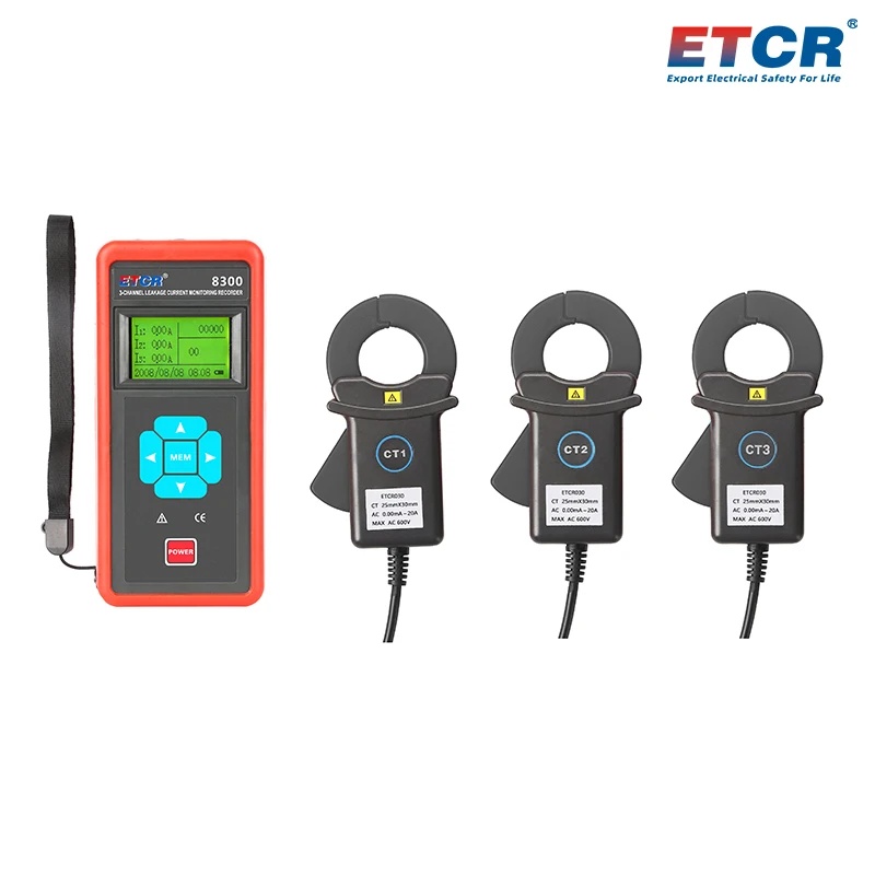 ETCR8300 Simultaneous Online Monitoring of 3 AC Leakage Currents Three Channel Clamp Current Monitoring Recorder