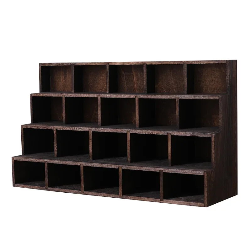 Solid wood bogu frame, wall-mounted tea rack, Chinese tea set, purple clay pot, tea cup storage, display ornaments