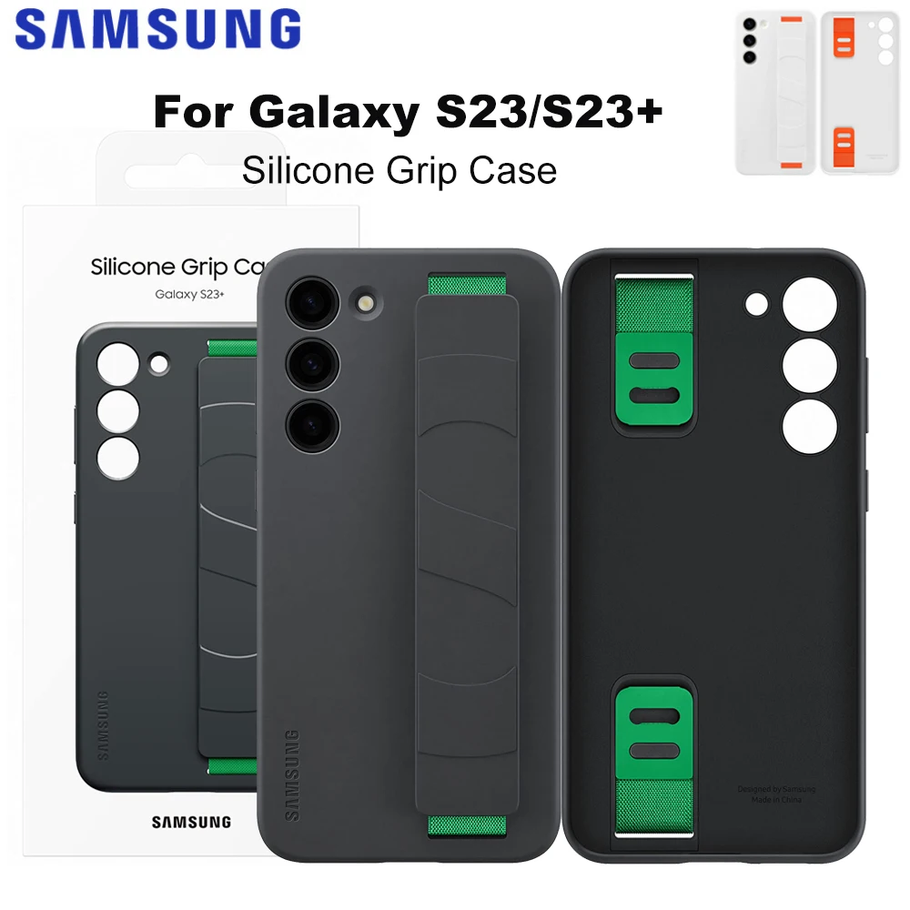 For Samsung Galaxy S23 SM-S911B S23+ S23 Plus SM-S916B Silicone Grip Case Shockproof Case Cover Detachable Strap Original