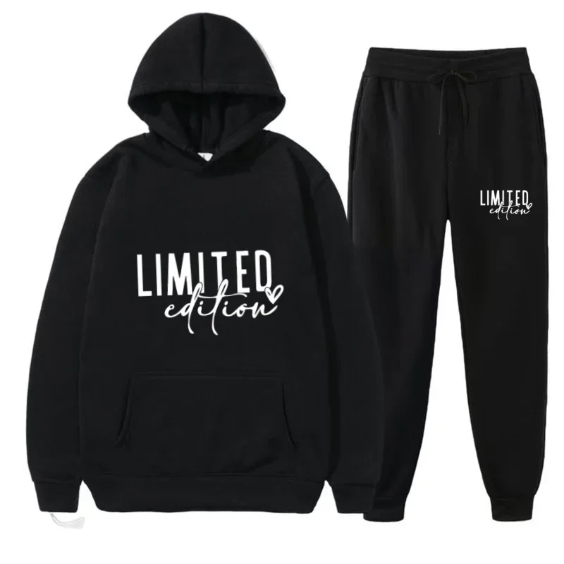 

2025 Men'S And Women'S Autumn And Winter New LIMLTTED Printed Hoodie+Trousers Two-Piece Fashion Comfortable Leisure Sports Suit
