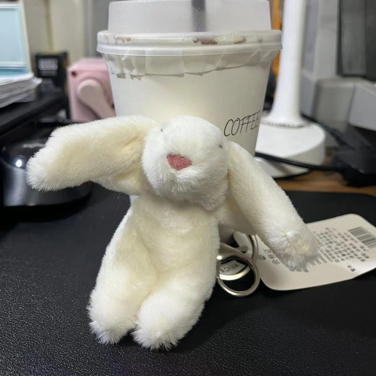 Chaveiro de Pelúcia de Coelho de Desenho Animado Fofo, Pingente de Pompom, Brinquedo para Bolsa de Menina, Chaveiro de Carro, Pingente de Celular, Pre