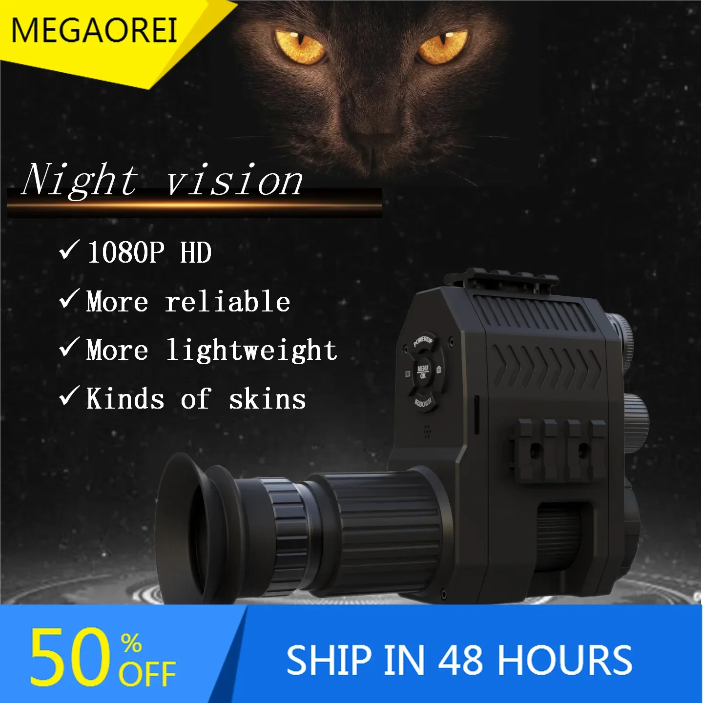 

2025NK007 New megaorei laser infrared night vision for hunting with 1080P screen and monocular lens