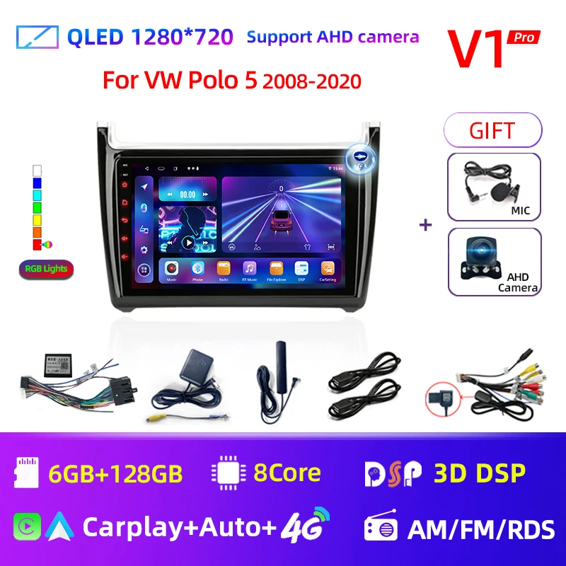 9" Car Radio Stereo For Volkswagen VW POLO 5 Sedan 2008 - 2020 Android 12 Carplay Multimidia Video Player Navi Head Unit EQ image 3