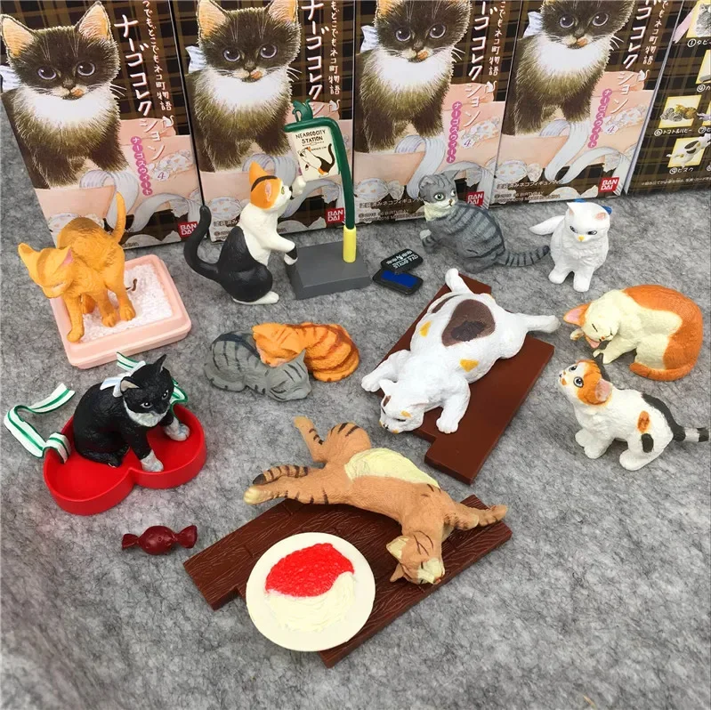 Kawaii Bandai Neargo Collection 4 - Śliczna Figurka Kota Niespodzianka Blind Box Prezent Zabawka Model Figurka Anime Kolekcjonerskie Ozdoby