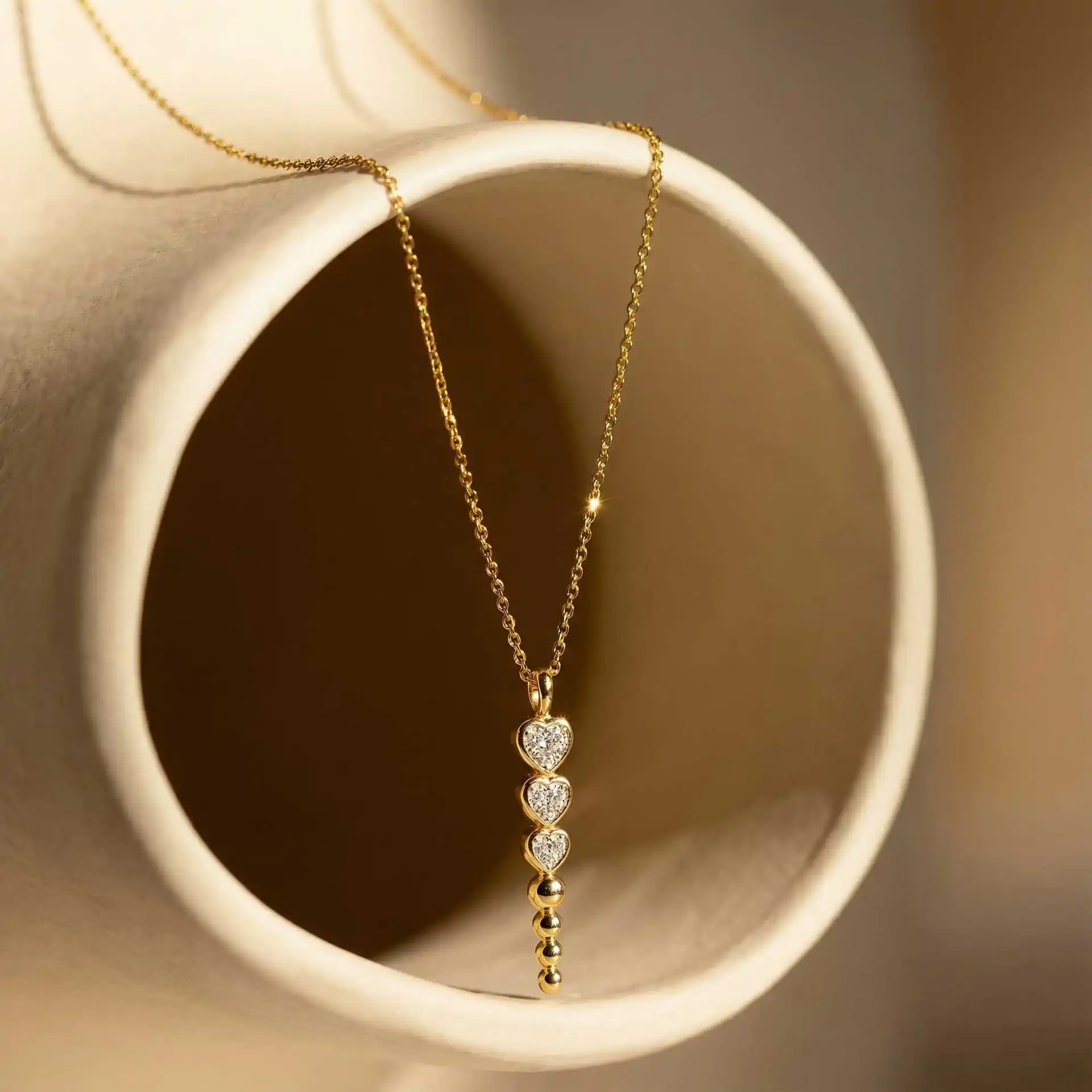 Vergoldete Kupfer-Anhänger-Halskette, Verstellbare Perlen-Liebeskette für Damen, Eleganter Alltags- und Hochzeitsschmuck als Geschenk – Detail 4