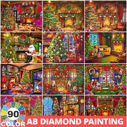 AB 5D DIY 90 Colors Diamond Painting Christmas Tree Mosaic Picture Landscape Full Embroidery Dog Bedroom Decoration