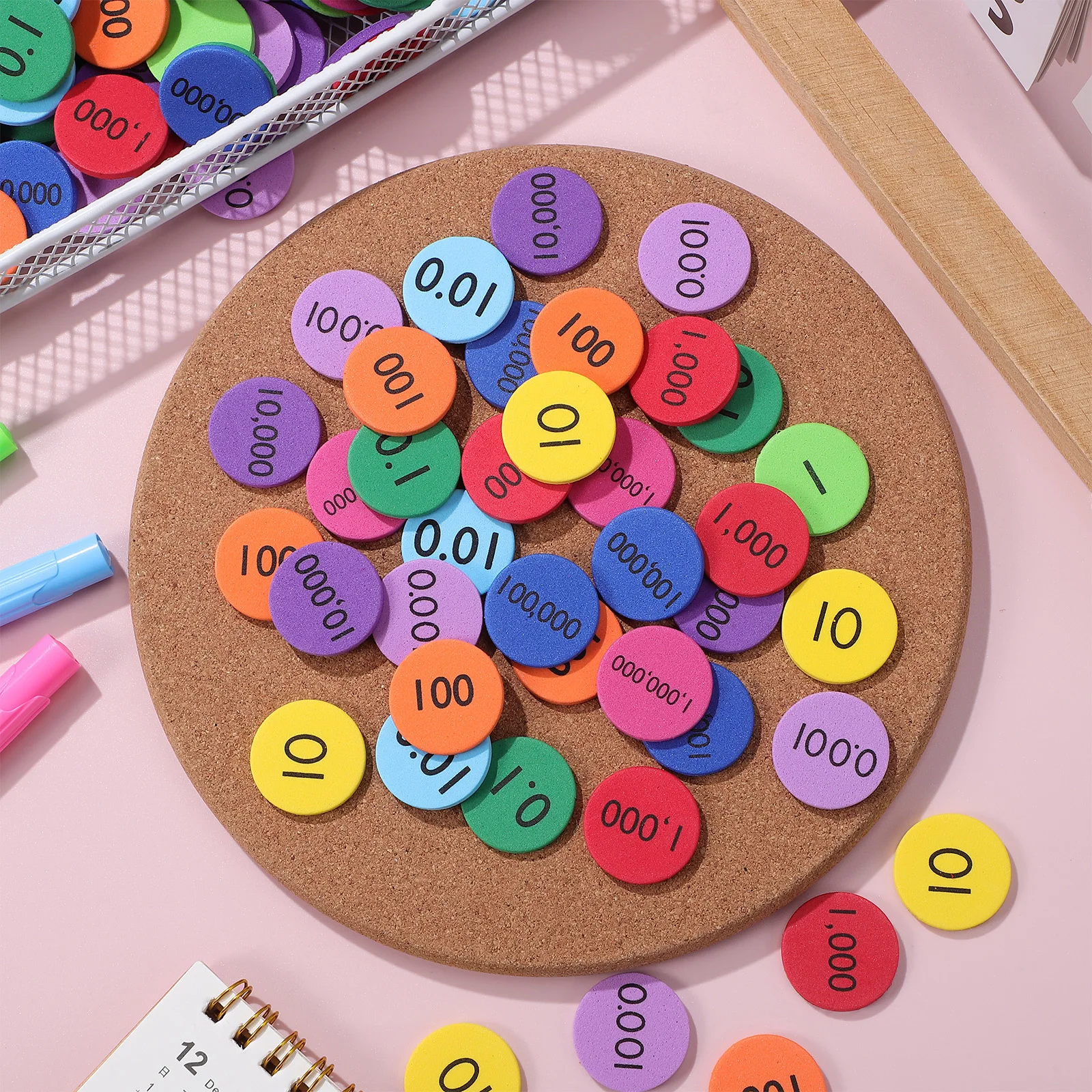 320pcs Digital Number Disks Bright Color Math Counting Learning Props Early Math Skills Teaching Aids For Kids Place Value Disks