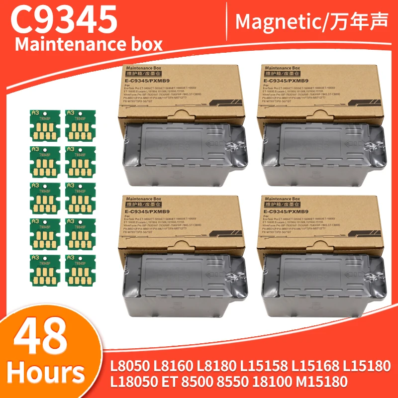 1-10PCS C9345 Chip Maintenance Box Waste Ink Tank for EPSON L8050 L8160 L8180 15158 15168 15180 L18050 ET 8500 8550 18100 M15180
