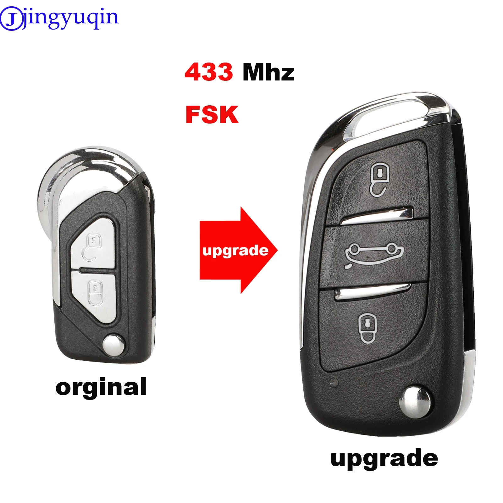 jingyuqin Remote Car Key Upgrade For Citroen DS3 CE0523 FSK 433Mhz Control Full Key