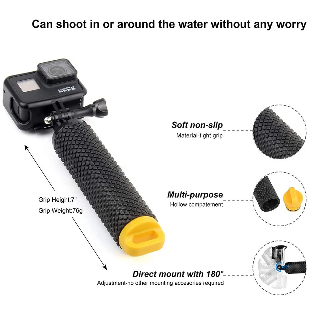 Water Floating Hand Grip Handle Mount Float asta di galleggiamento per Gopro Hero12 11 10 9 8 7 6 5 4 3 Xiaomi Yi 4K SJ4000 Action Camera