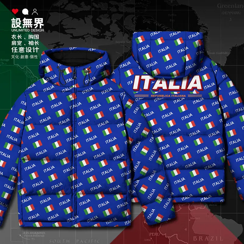 

Italy Italia Italian ITA country flag White duck down Jackets Hooded Design new clothes Thick Man puffer Warm down coat Winter