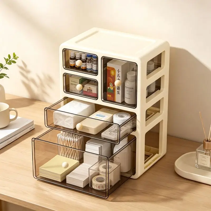 Desk Organizer Storage Drawers Boxes Desktop Cosmetic Makeup Organizer Stationery Dustproof Transparent Drawer Unit Multi