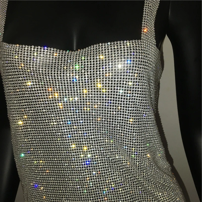 Glitzerndes Strass-Mesh-Minikleid für Damen – Sexy, geschlitztes, ärmelloses, rückenfreies Bodycon-Kleid für Club, Party und Abend – Neu 2026 – Bodycon-Nachtkleid – Detail 13