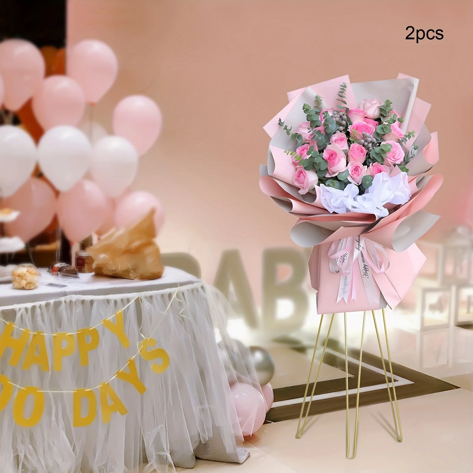 

2 Pcs Flower Plant Stand Display, 3.4ft Tall Flower Pot Holder Rack for Office Living Room Home Decor, Gold Flower Arrangement