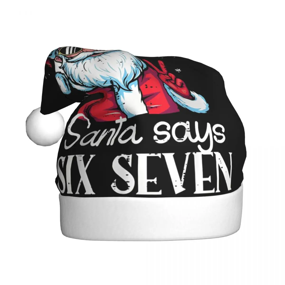 Santa Says 67 Meme 6 7 Christmas Six Seven Christmas Hat for Adult Men Women Santa Hat Cap Christmas Party Decoration Gift