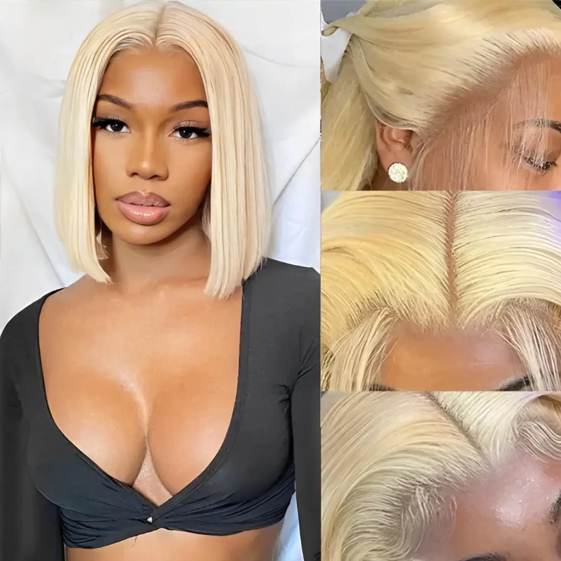 Blonde Bob Wig Human Hair 613 Bob Lace Front Wig Human Hair 13X4 Blonde lace Front Bob Wig Human Hair Pre Plucked With Baby Hair