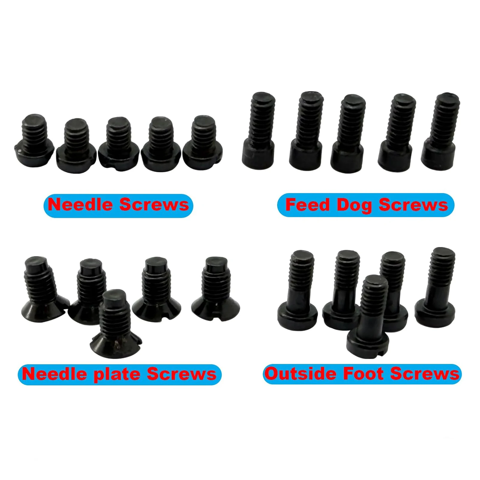 20 Pcs Needle & Needle Plate & Feed Dog & Outside Foot Screws For Juki LU-562,LU-563,LU-1508,LU-1510 Sewing Machine Accessories