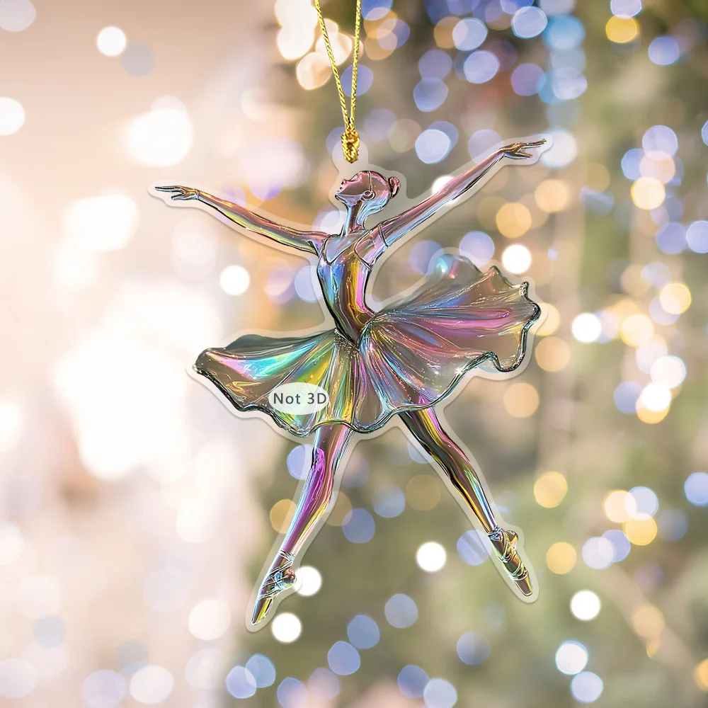 2D Flat Acrylic Fantasy Purple Angel Ballet Girl Pendant Key Chain Creative Backpack Charm Car Rearview Mirror Decorations