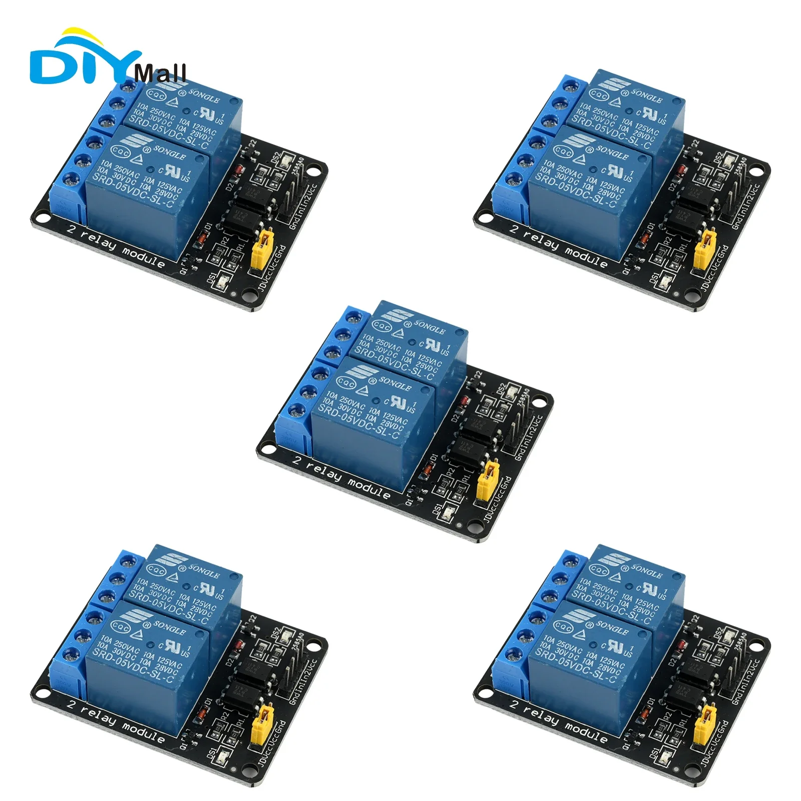 5V Dual Channel Relay Board Optocoupler Isolation High Current 10A For Home Automation DIY