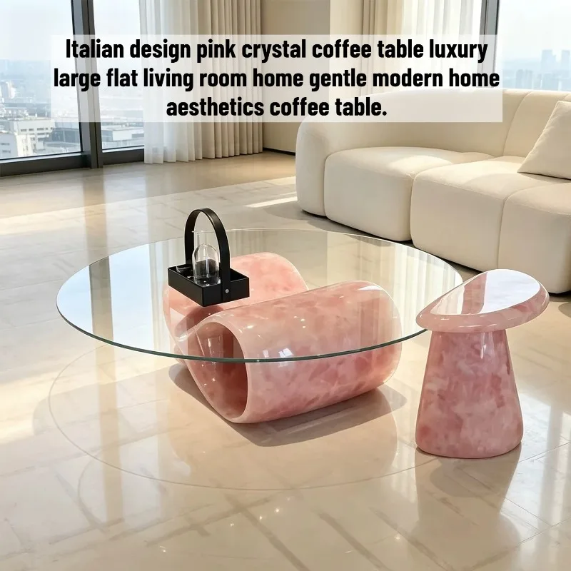 Italian Glass Coffee Tables Luxury Crystal Living Room Sofa Coffee Tables Decorations Center Stolik Kawowy Dopamine Furniture