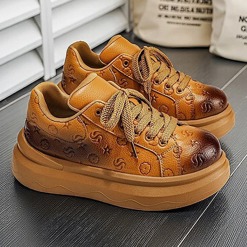 

Warrior 2026 Luxury Men's Shoes Spring Original Design Leather Printed Casual Sneakers High Street Fashion Lace-up Walking Shoe