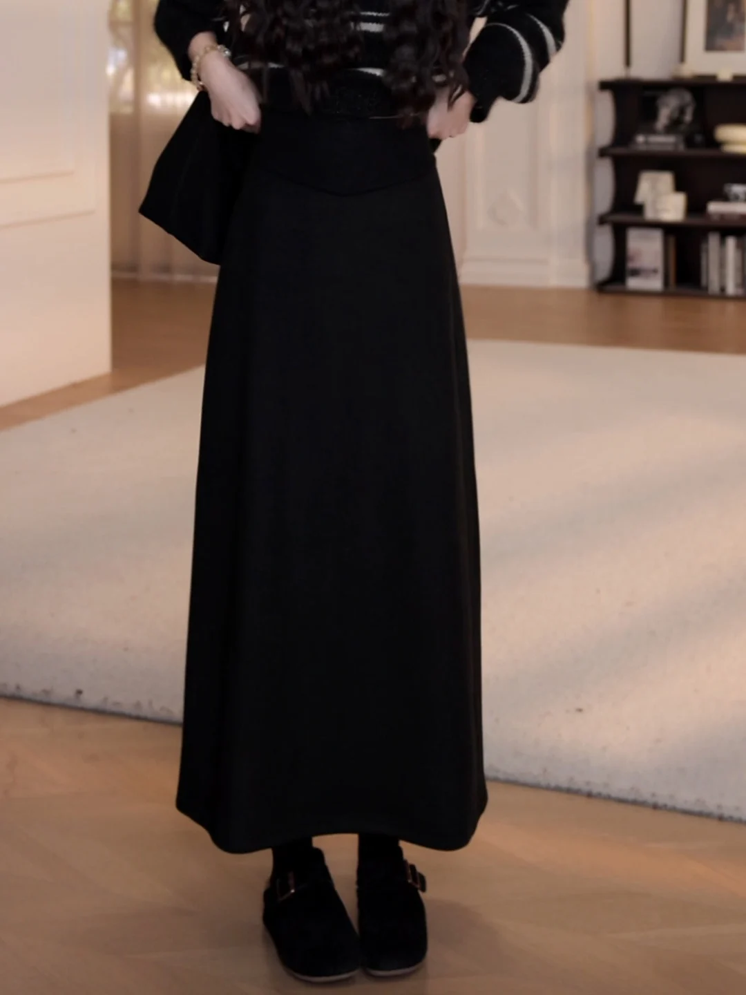 

Юбка миди А-силуэта Yanyan из шерстяной смеси на зиму, с завышенной талией, женская, повседневная, для офиса, хлопок/шерсть, YY5692