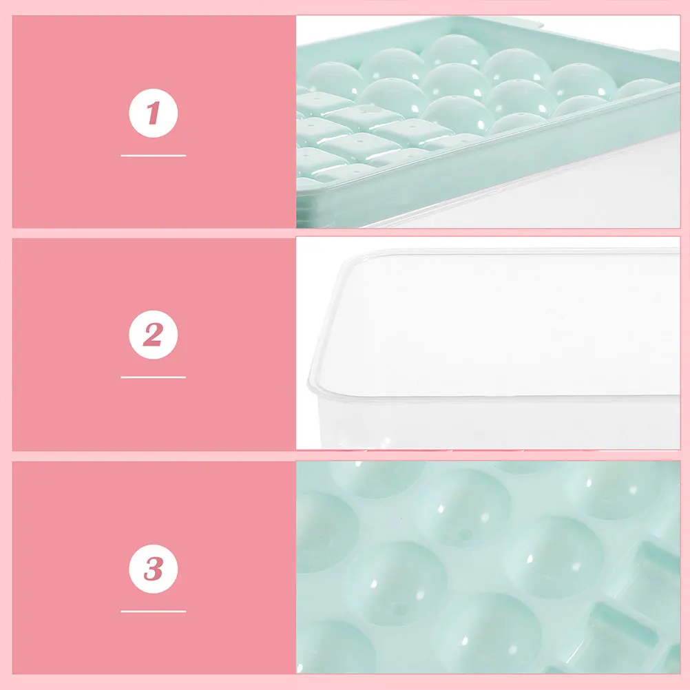 

1Set Ice Cube Tray Molds Easy Release Nonstick Surface Quick Demould Portable Design for Home Freezer Pebble Ice Tray