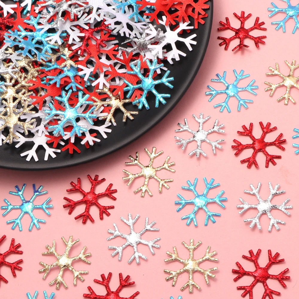 50/100 Stück Weihnachts-Schneeflocken-Konfetti, Vlies-Applikationen, Weihnachtsbaum-Ornamente, DIY-Dekoration für Zuhause, Weihnachtsfeier, Kuchendekoration – Detail 4