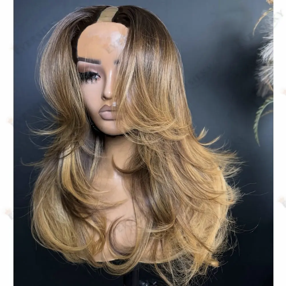 

1x4 Size Glueless U Part Wig 100% Natural Human Hair Machine Made V Part for Black Women 200 Density Loose Wave Easy Wear Wig