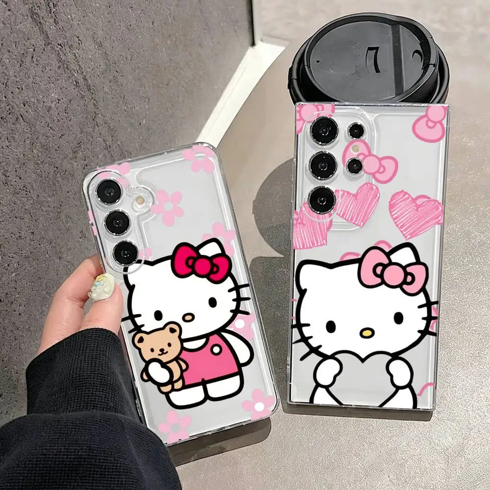Cute Hello Kitty-Y White  Phone Case For Samsung S25,S24,S21,S22,S23,S30,Ultra,S20,Plus,Fe,Note,10,9,5G Transparent Cover