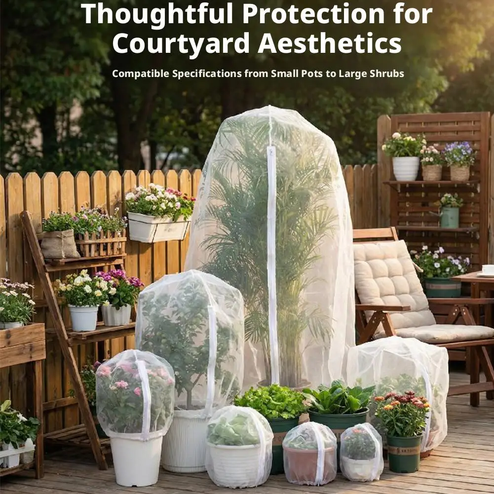 Insect Netting Cover for Plants with Zipper & Drawstring Breathable Anti-Bug Mesh for Garden Vegetables, Trees & Potted Plants