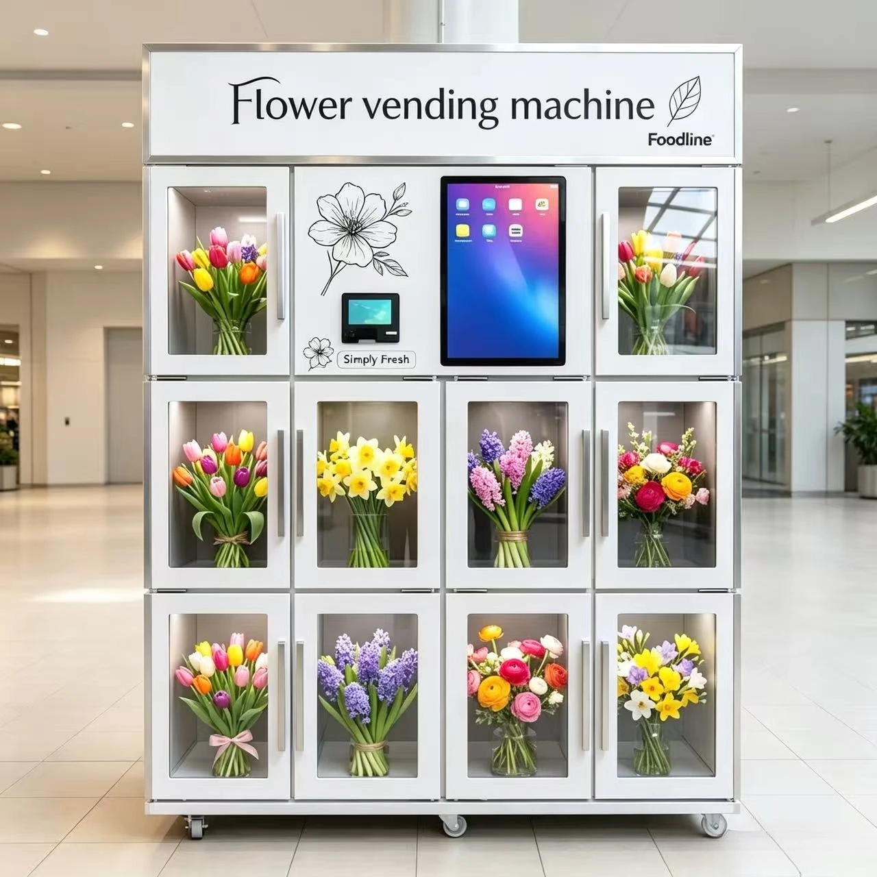 Commercial Flower Vending Machine Locker Design Refrigerated Fresh Flower Retail Kiosk