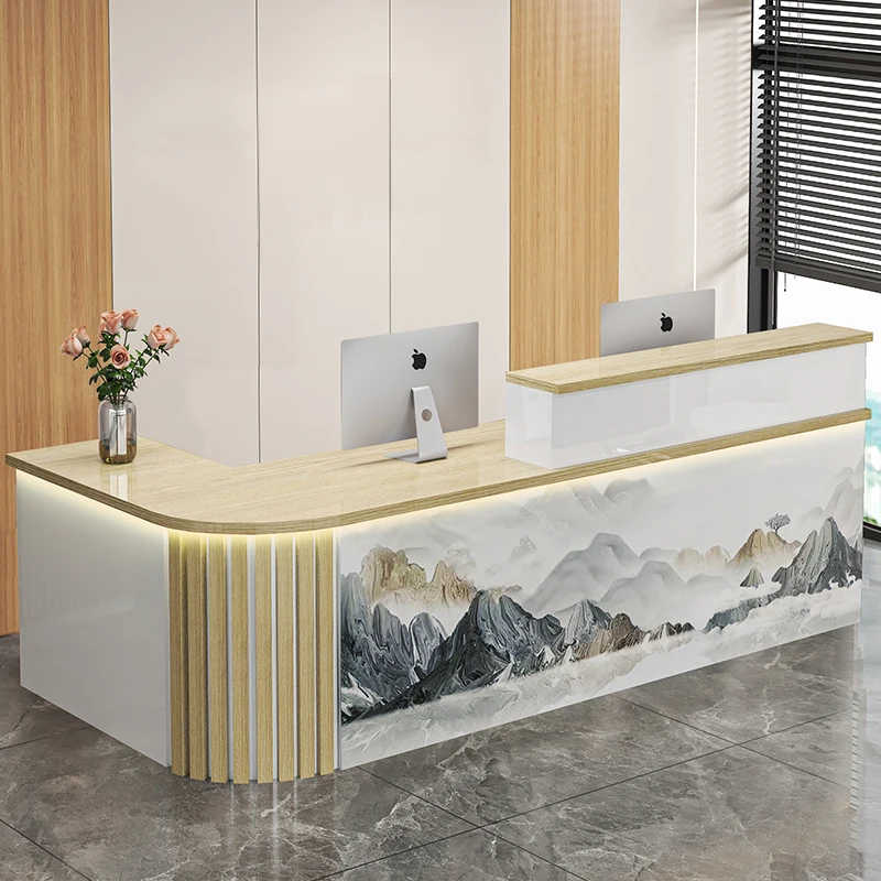 

Luxury Commercial Furniture Storage Trendy Reception Desk Counter Decorations Beauty Modern Hair Salon Reception Desk Counter