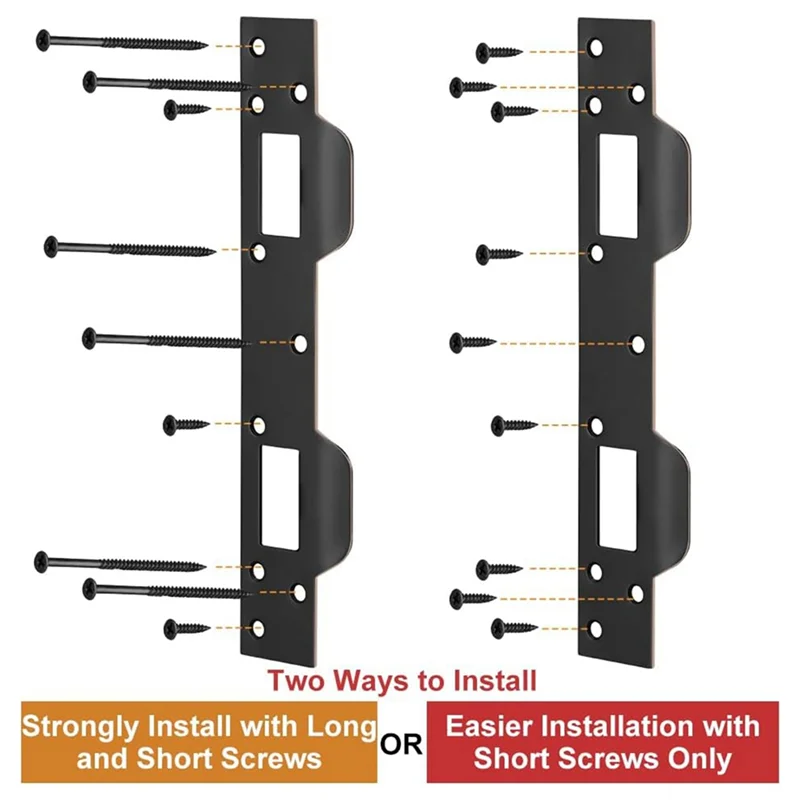 

ABFN-Door Strike Plate Double Holes, Heavy-Duty Latch Reinforcement Plate For Door Handle And Deadbolt (2Pcs, Black) Easy To Use