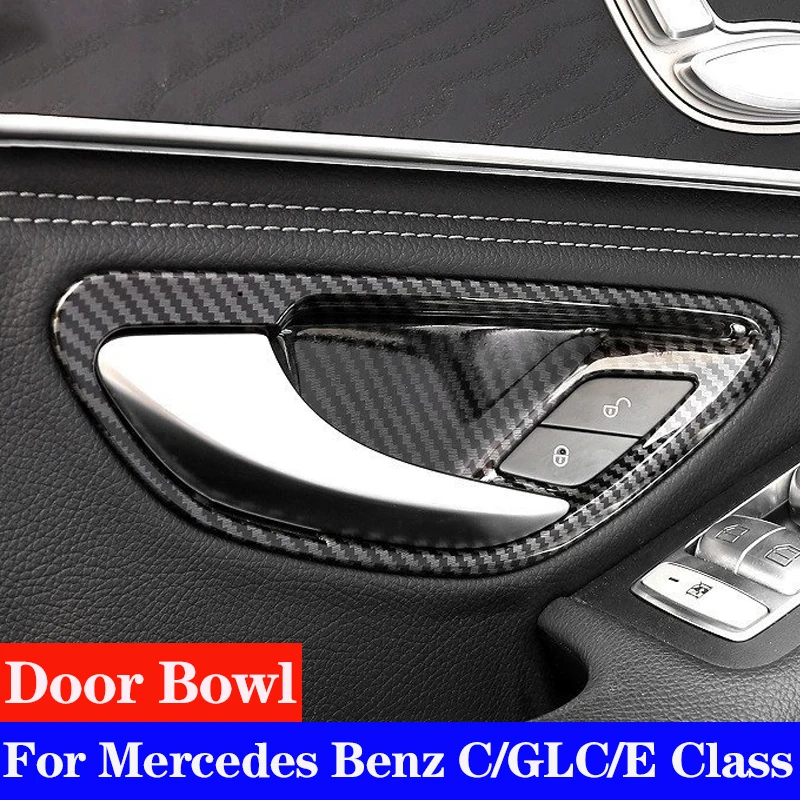 

Car Door Handle Bowl Decoration Sticker Trim For Mercedes Benz C E GLC Class W205 W213 W253 15-21 Auto Interior Accessories