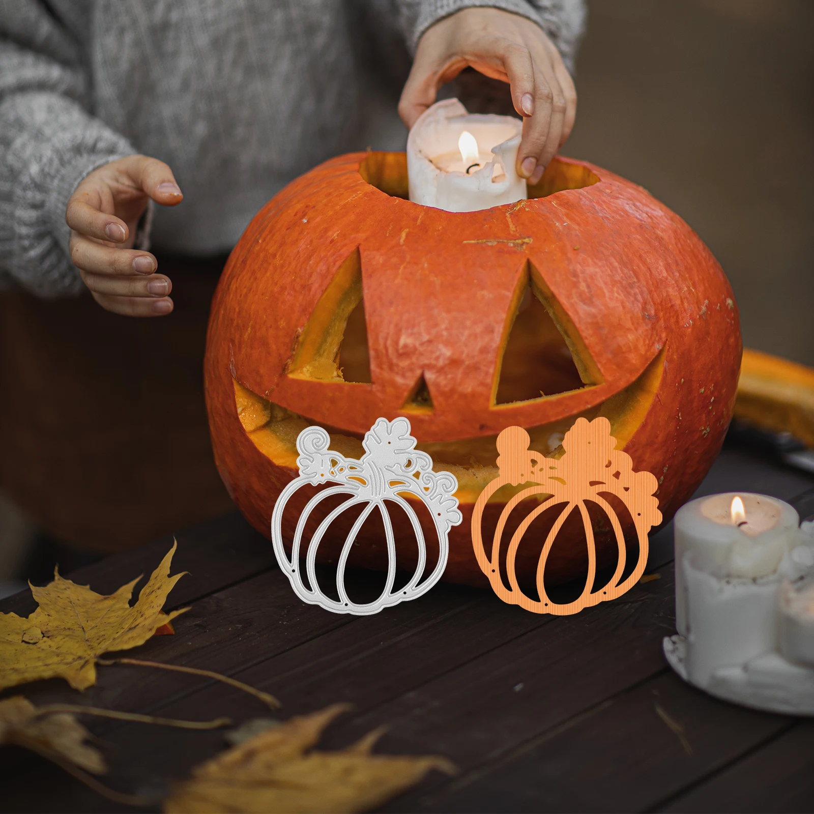 

2 Pcs Die-cutting Version Pumpkin Themed Design Stencil Template Stencils Dies Carbon Steel DIY Craft Molds Metal Crafts