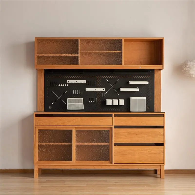 Cherry wood all solid wood dining side cabinet, storage cabinet, wine cabinet, dining table integrated, cabinet c