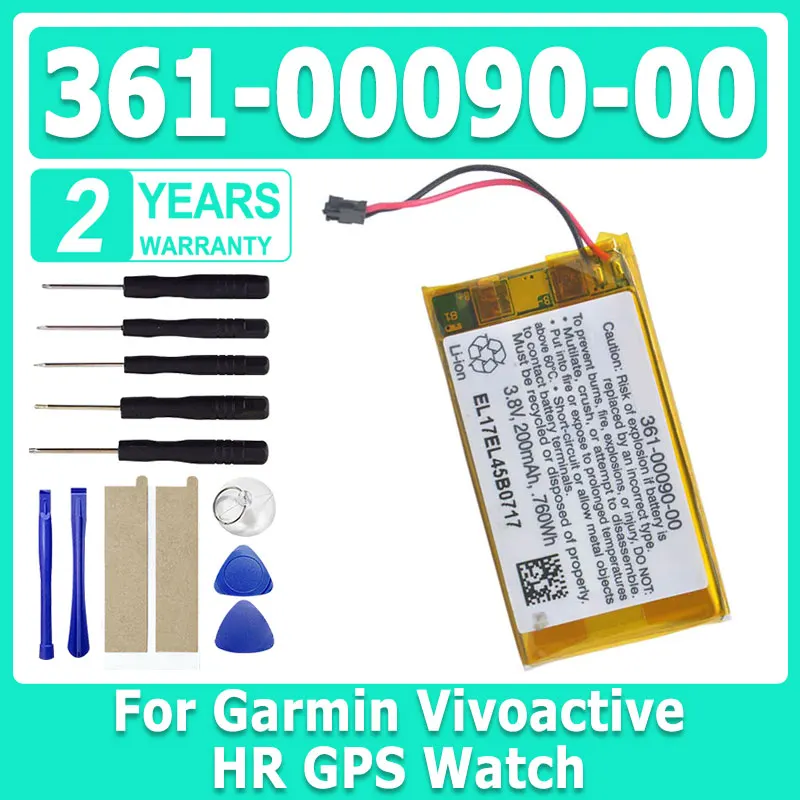 

3.8V 200mAh 760Wh 361-00090-00 Replacement Battery 361-00090-00 US302135H5 Battery For Garmin Vivoactive HR GPS Watch Batterie