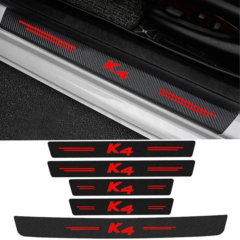 Car Door Sill Protector Plate Carbon Fiber Anti Scratch Sticker for KIA K4 Badge Auto Rear Trunk Threshold Bumper Guard Strips